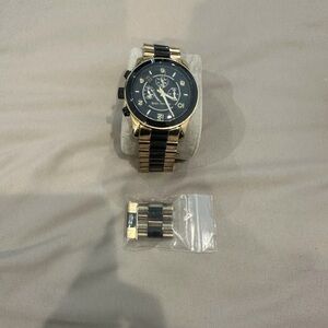 Michael Kors Women's Black and Gold Chronograph Bracelet Watch